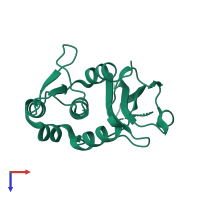 PDB entry 4hfl coloured by chain, top view.