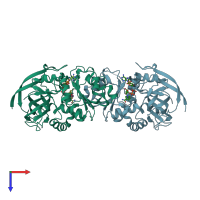 PDB entry 4hfn coloured by chain, top view.
