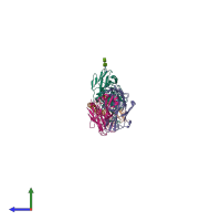 PDB entry 4hfu coloured by chain, side view.