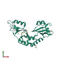 PDB entry 4hg0 coloured by chain, front view.