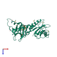 PDB entry 4hg0 coloured by chain, top view.