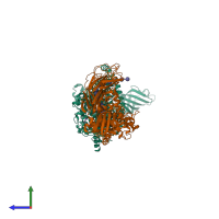Hetero dimeric assembly 1 of PDB entry 4hg6 coloured by chemically distinct molecules, side view.