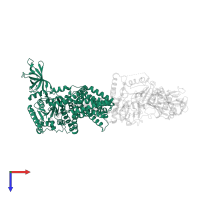 Cellulose synthase catalytic subunit [UDP-forming] in PDB entry 4hg6, assembly 1, top view.