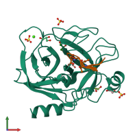PDB entry 4hgc coloured by chain, front view.