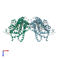 PDB entry 4hgh coloured by chain, top view.