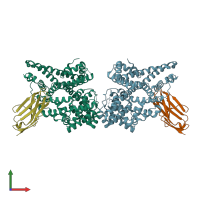 PDB entry 4hgk coloured by chain, front view.