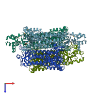 PDB entry 4hgv coloured by chain, top view.