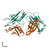 PDB entry 4hgw coloured by chain, front view.