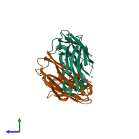 PDB entry 4hgw coloured by chain, side view.