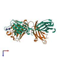 PDB entry 4hgw coloured by chain, top view.