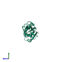 PDB entry 4hh8 coloured by chain, side view.