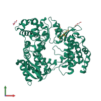 PDB entry 4hhj coloured by chain, front view.