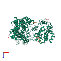 PDB entry 4hhj coloured by chain, top view.