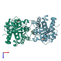 PDB entry 4hhp coloured by chain, top view.