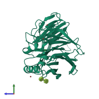 PDB entry 4hhq coloured by chain, side view.