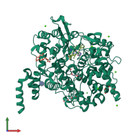 PDB entry 4hhr coloured by chain, front view.