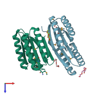 PDB entry 4hhu coloured by chain, top view.