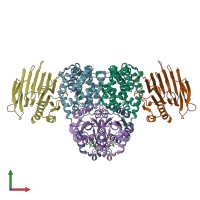 PDB entry 4hi0 coloured by chain, front view.