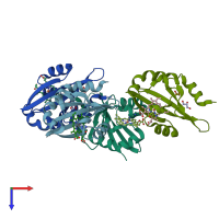 PDB entry 4hi4 coloured by chain, top view.