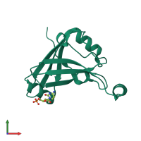 PDB entry 4hi5 coloured by chain, front view.
