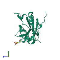 PDB entry 4hi5 coloured by chain, side view.