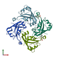 PDB entry 4hi6 coloured by chain, front view.