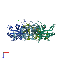 PDB entry 4hi6 coloured by chain, top view.
