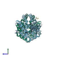 PDB entry 4hib coloured by chain, side view.