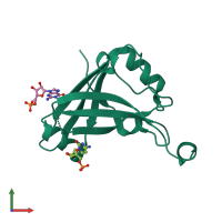 PDB entry 4hiu coloured by chain, front view.