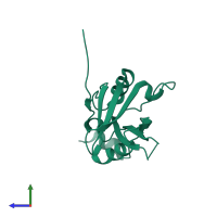 PDB entry 4hiw coloured by chain, side view.