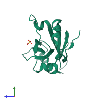 PDB entry 4hiy coloured by chain, side view.