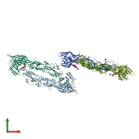 PDB entry 4hj1 coloured by chain, front view.