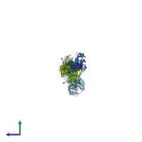 PDB entry 4hj1 coloured by chain, side view.