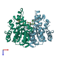 PDB entry 4hj2 coloured by chain, top view.