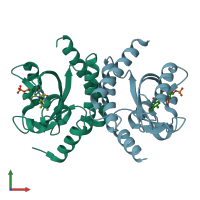 PDB entry 4hj4 coloured by chain, front view.