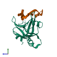 PDB entry 4hj5 coloured by chain, side view.