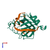 PDB entry 4hj5 coloured by chain, top view.