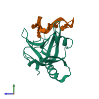 PDB entry 4hj7 coloured by chain, side view.