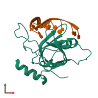 PDB entry 4hj9 coloured by chain, front view.