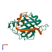 PDB entry 4hj9 coloured by chain, top view.
