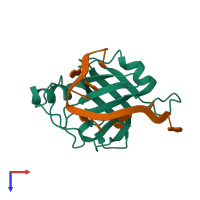 PDB entry 4hja coloured by chain, top view.