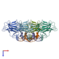 PDB entry 4hje coloured by chain, top view.