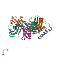 PDB entry 4hjg coloured by chain, top view.