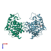 PDB entry 4hjq coloured by chain, top view.