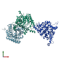 PDB entry 4hjw coloured by chain, front view.