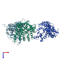 PDB entry 4hjw coloured by chain, top view.