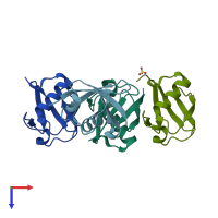 PDB entry 4hk2 coloured by chain, top view.