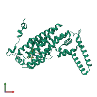 PDB entry 4hka coloured by chain, front view.