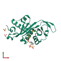 PDB entry 4hkf coloured by chain, front view.