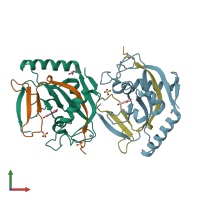 PDB entry 4hkk coloured by chain, front view.